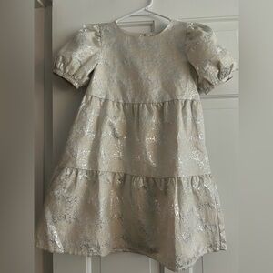 H&M Cream Tiered A-Line Dress with Puff Sleeves